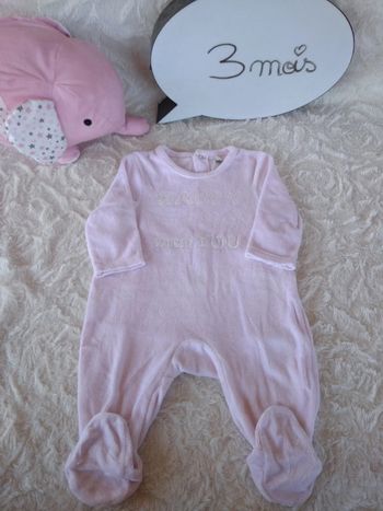 Pyjama grenouillère velours Fille 3 mois Happy to be with you Orchestra