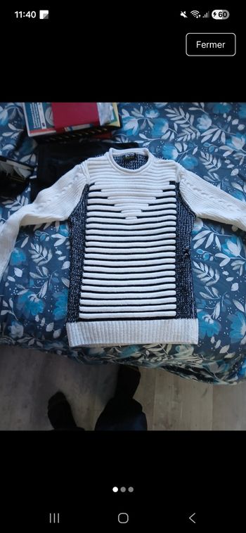 Pull blanc/gris