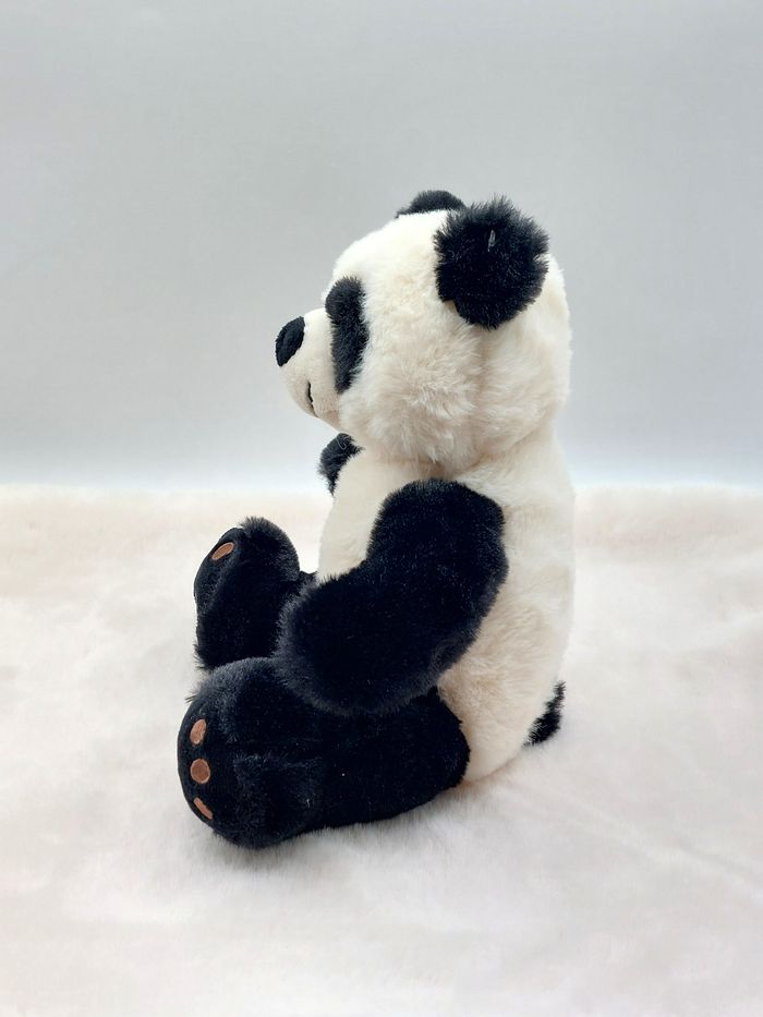 Peluche doudou ours panda noir blanc RENAUD Distribution empreintes marron 24 cm - photo numéro 3