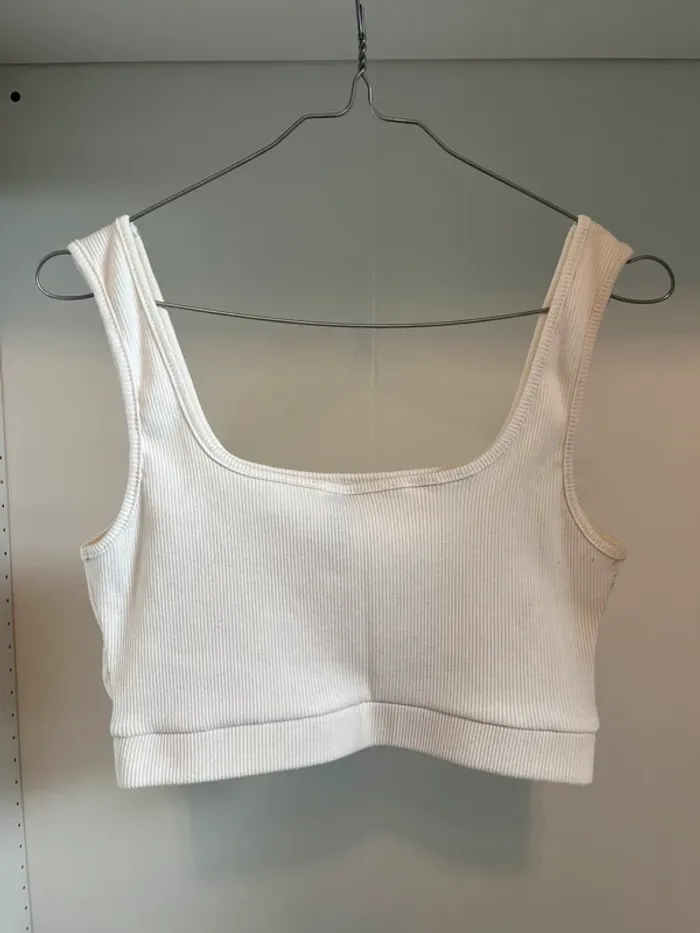 Ensemble top + short blanc côtelé SHEIN Taille M - photo numéro 2
