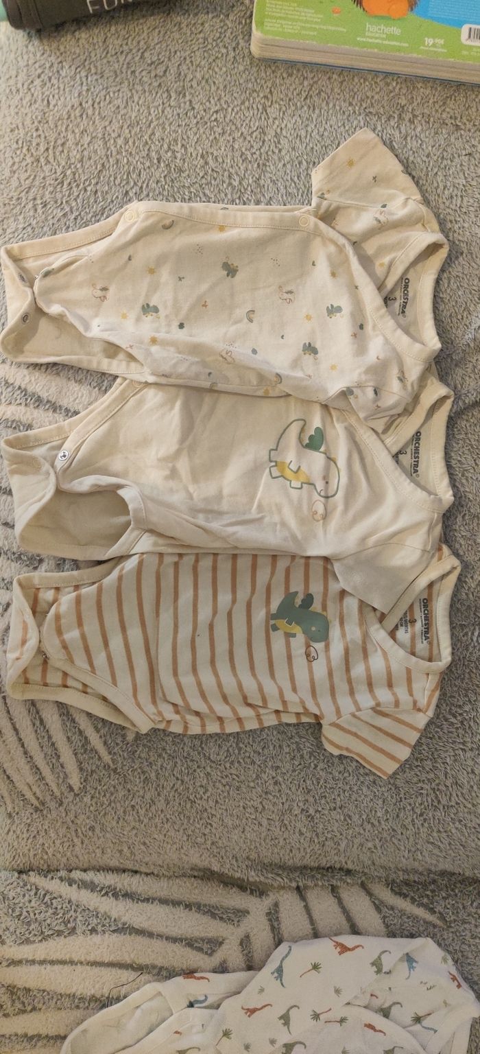 Lot 3 body manches courtes dinosaure garçon 3 mois