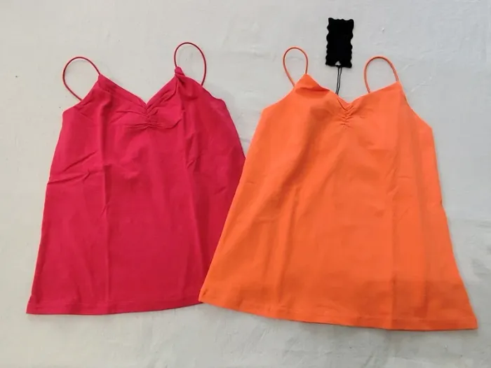 Lot 2 top débardeur t-shirt orange rouge 8 ans