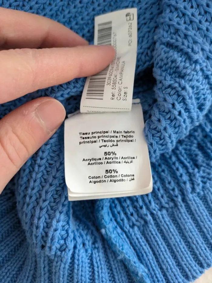 Pull bleu maille torsadée – Cache Cache – Taille S - photo numéro 5