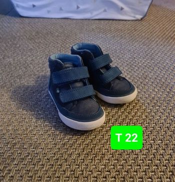 Chaussures montantes tissu à scratchs bleu - T 22