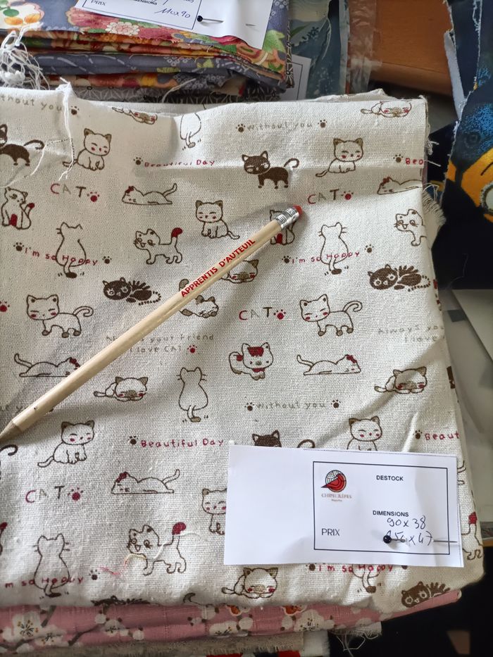 Coupon coton japonais motif chats kawaii