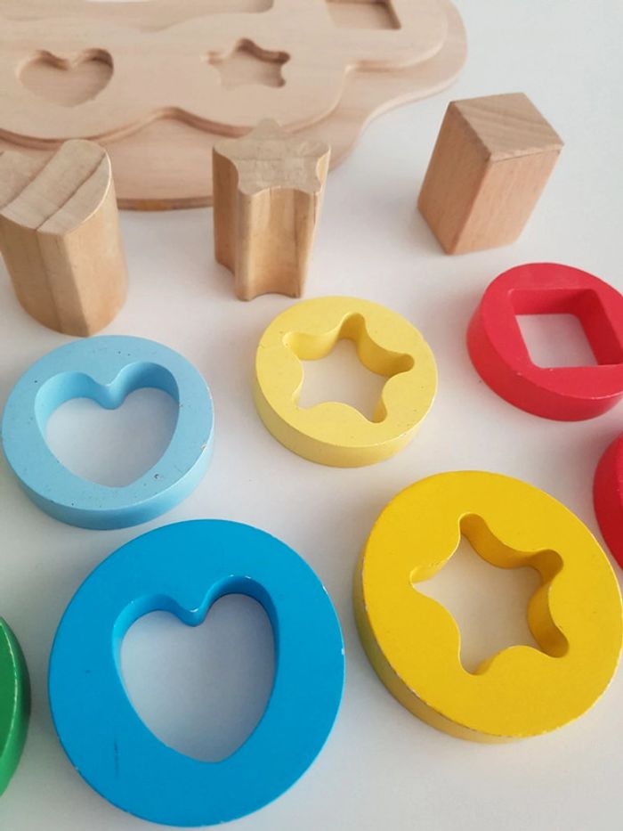 Puzzle en bois à emboîtement chenille des formes et couleurs - photo numéro 7