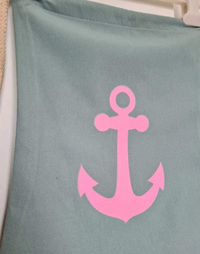 Sac à dos style marin motif ancre rose - photo numéro 3