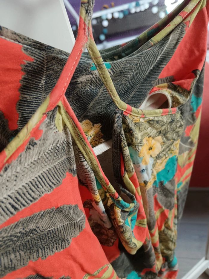 Robe d'été orange fleurie dos croisé et ouvert - photo numéro 4