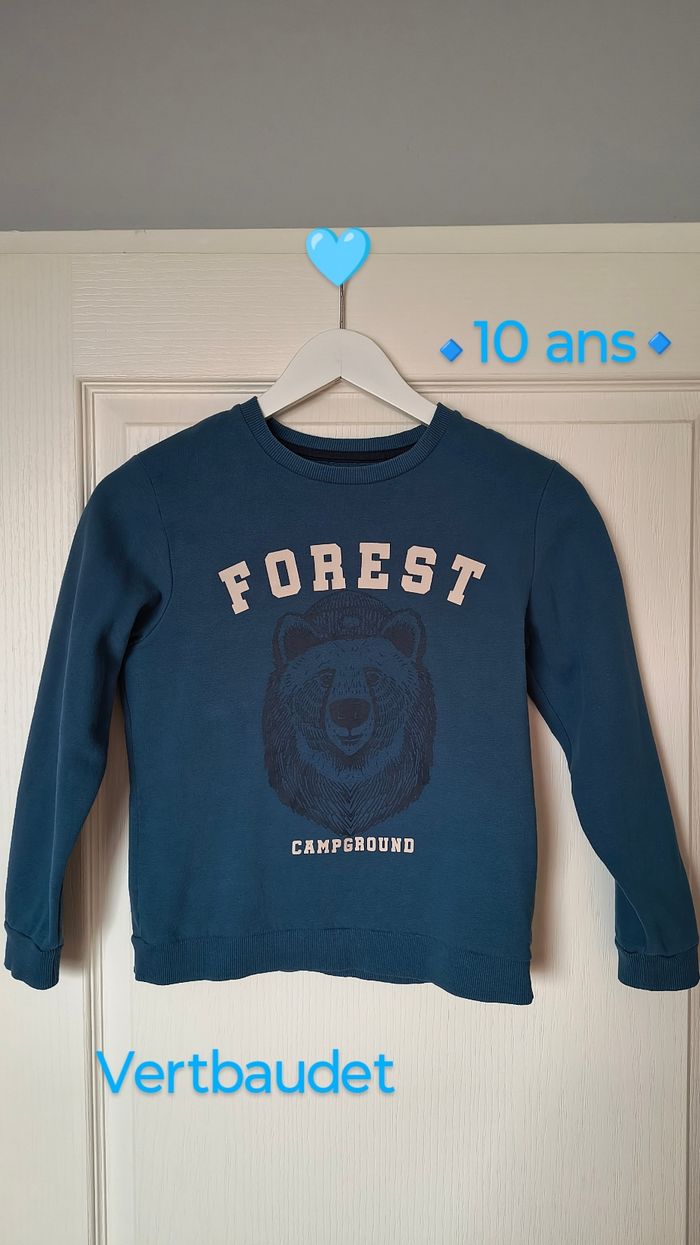 🧸 Magnifique sweat bleu motif ours Vertbaudet (10 ans) 🧸