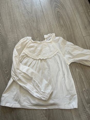 T-shirt manche longue blanc broderie 6 ans