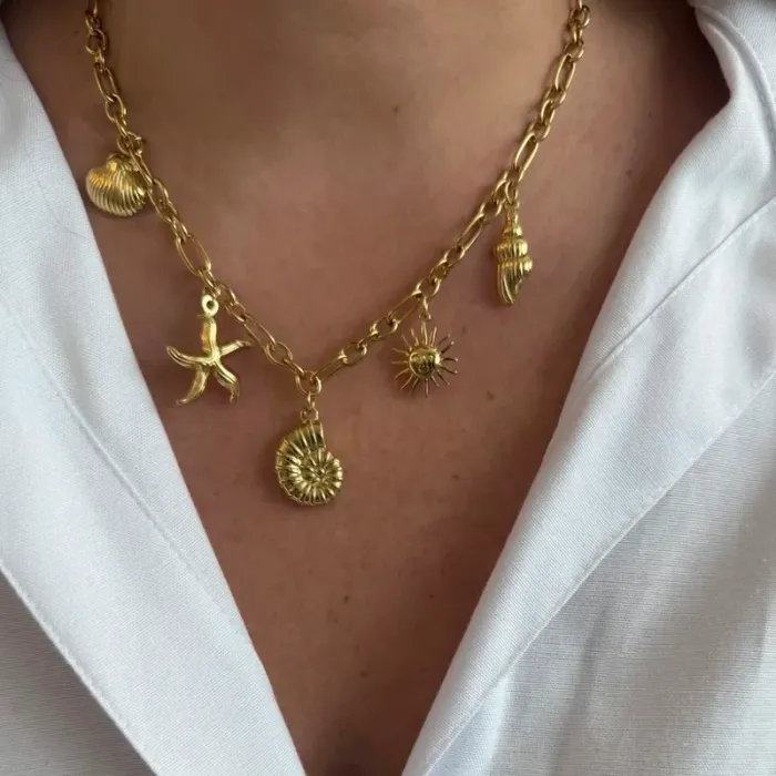 AB Paris - Collier doré sedna multi pampilles coquillage shell seashell soleil sea étoile de mer - photo numéro 2