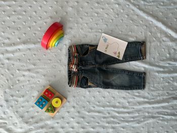 jean bleu avec ceinture taille réglable 18 mois kidkanai