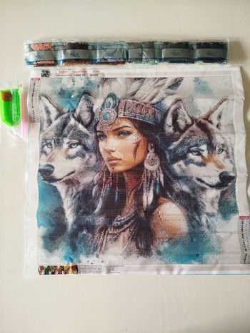 Diamond painting loups et femme #C067