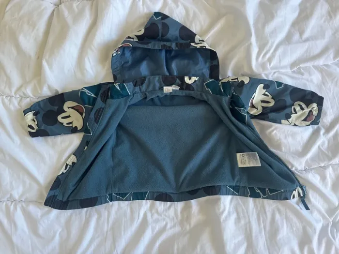 Veste imperméable bleue Mickey H&M 12/ mois - photo numéro 3