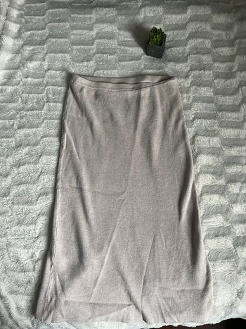 Jupe longue beige M, fente derrière Etam