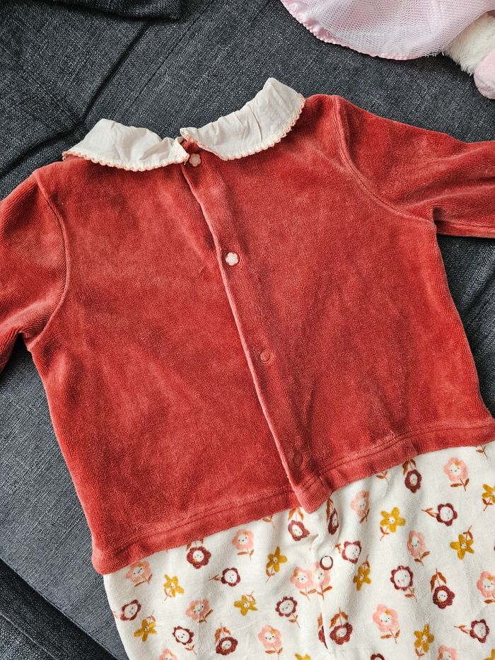 Grenouillère bébé 12 mois rose terracotta à motifs – manches longues - photo numéro 3