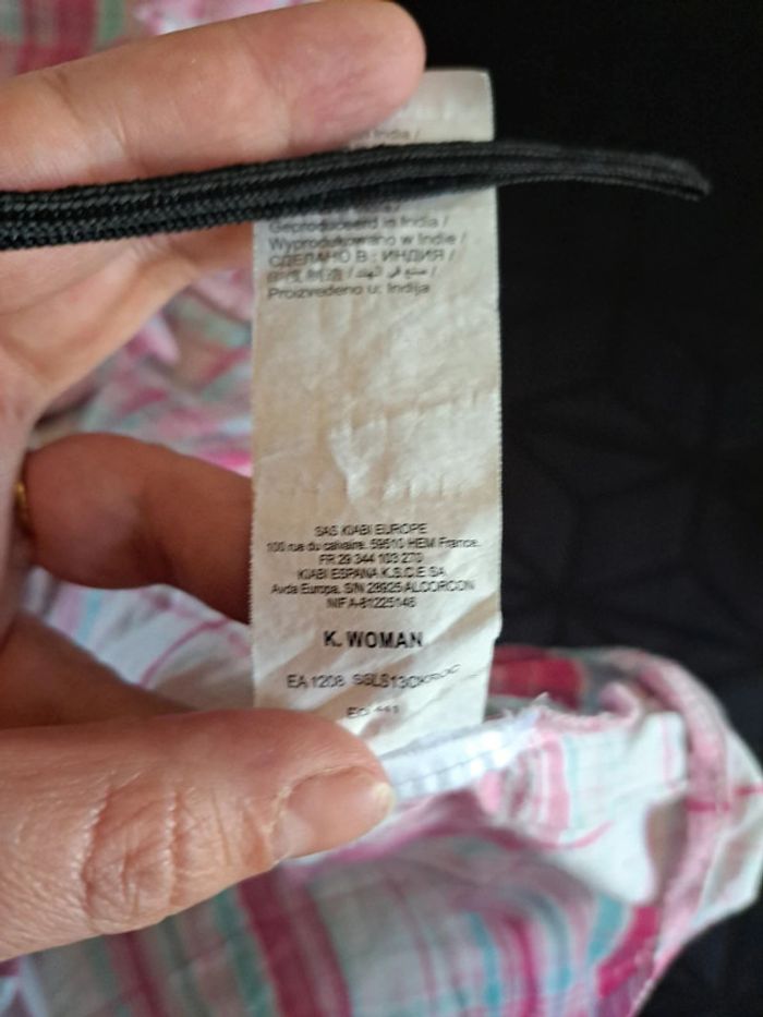 Chemise cintrée manche courte à carreaux rose et bleu 42 - photo numéro 8