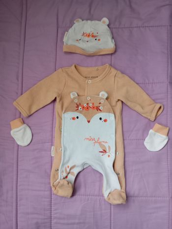 Ensemble pyjama bonnet moufles Petit Béguin