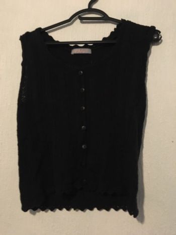Haut noir sans manche en laine taille S marque Valy
