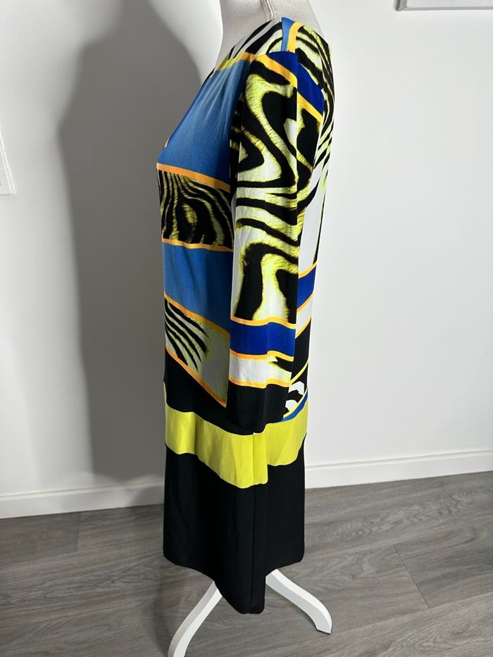 Robe zébrée bariolée jaune et bleue Frank Lyman t46 3XL - photo numéro 2