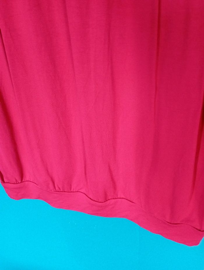 Tee shirt manches 3/4 rouge cerise - photo numéro 4
