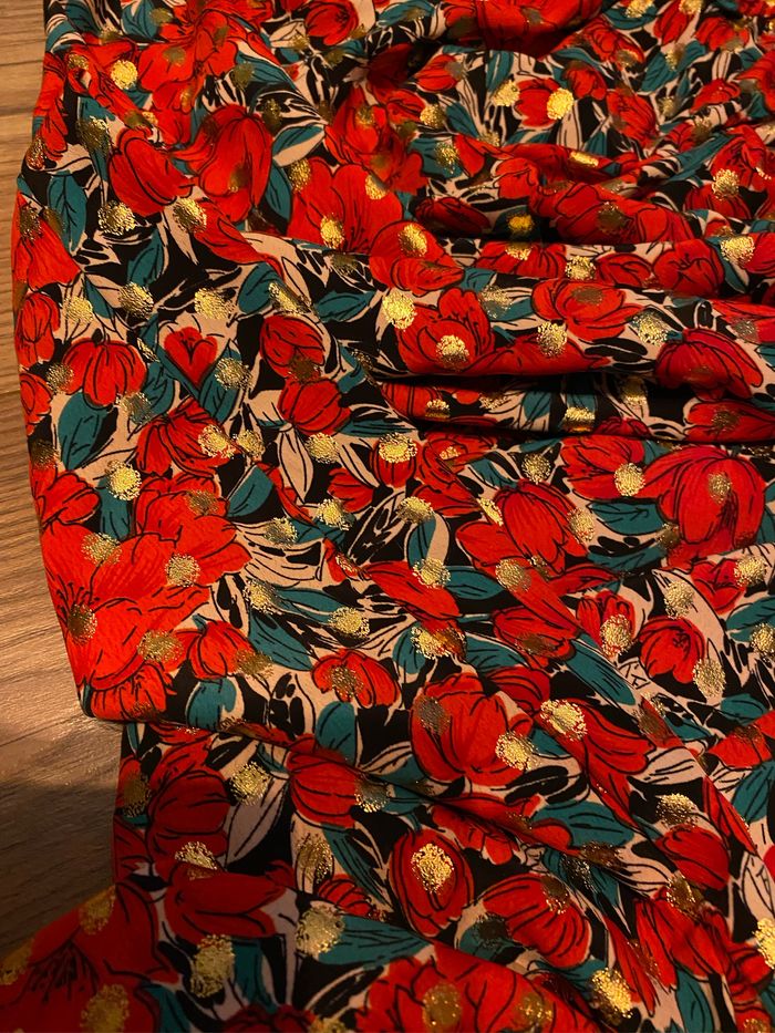 Robe longue vert et rouge coquelicot TS - photo numéro 9