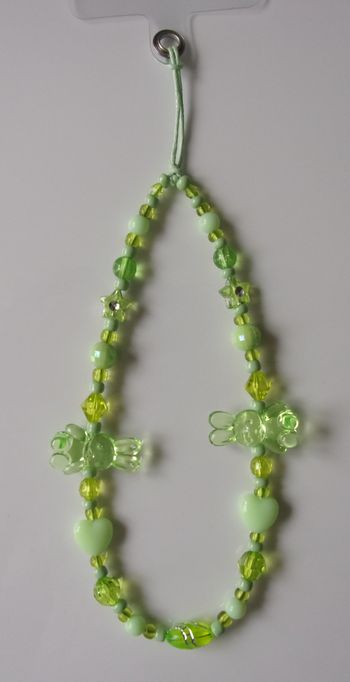 Cordon bracelet déco pour portable lapin vert