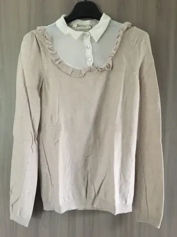 Pull chemisier Naf naf T.36 beige