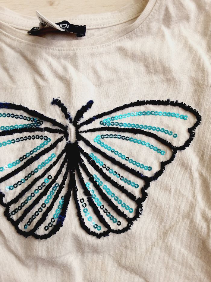 Vêtement fille tee-shirt manches courtes Okaïdi 3 ans papillon - photo numéro 2