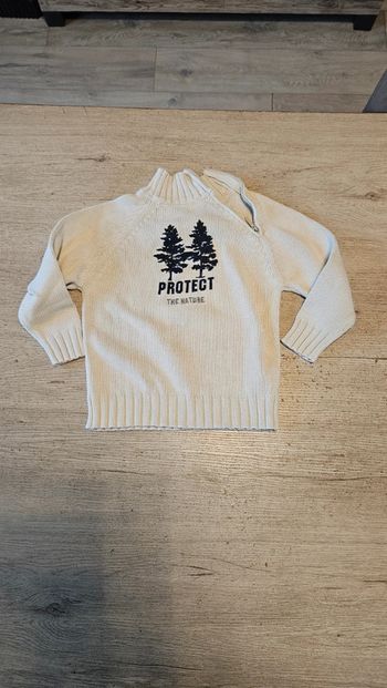 Pull beige à manches longues et col montant, Okaïdi, 6 ans, nickel