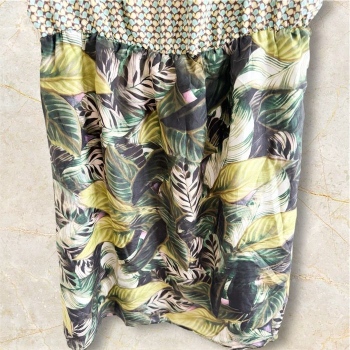 Robe été légère floral vert marron turquoise taille 36 S - photo numéro 2
