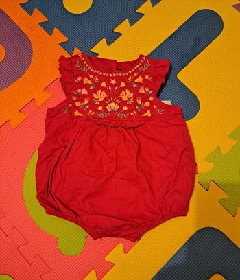 Combishort rouge rose fleur, sergent major, taille 3 mois (59 cm)