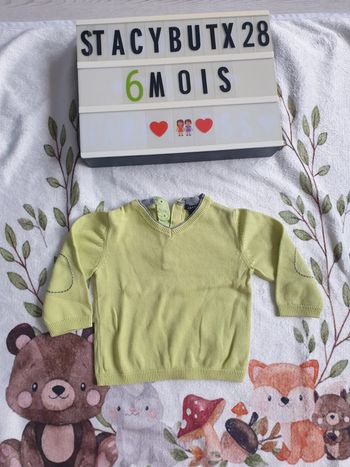 Pull fin vert garçon 6 mois