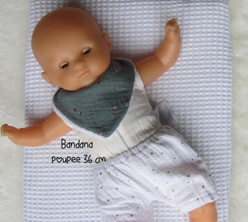 Accessoire poupée : Bandana/bavoir pour poupée 30/36 cm