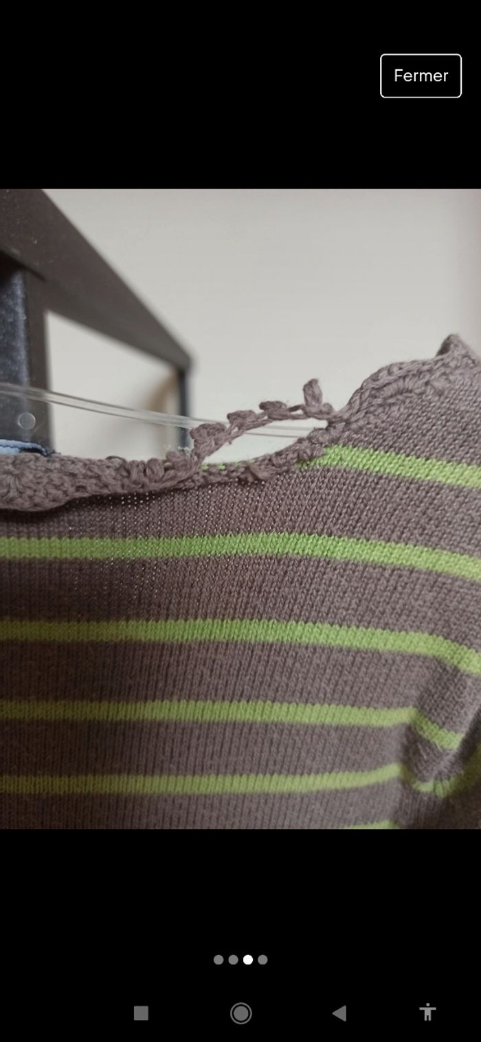 Gilet a rayures marron vert - photo numéro 3