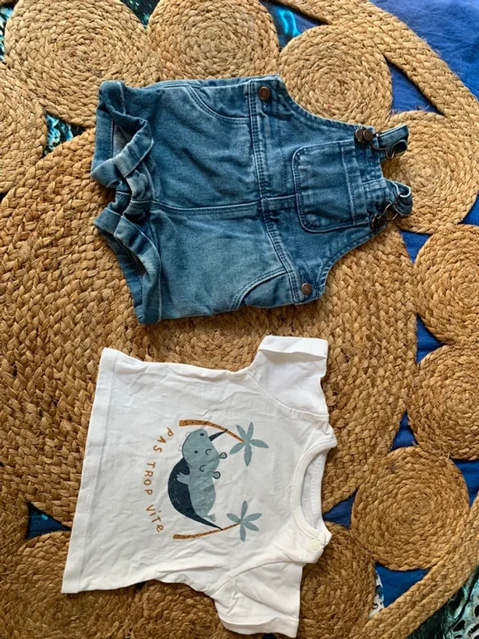 Lot tee-shirts +salopette 3 mois été