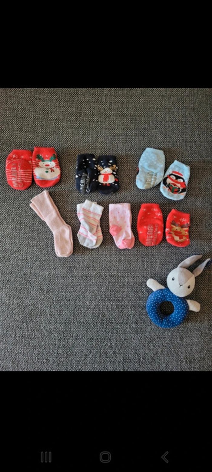 Lot 7 paires chaussettes filles Noël 15-18