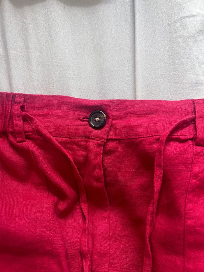 Pantalon fluide rouge en lin – Taille 38 Coupe droite | Fermeture boutonnée | Très bon état - photo numéro 5