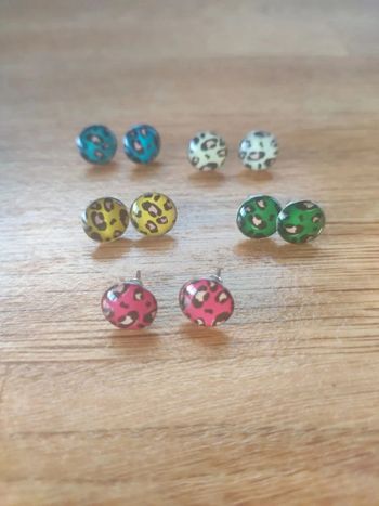5 paires de boucles d'oreilles léopard