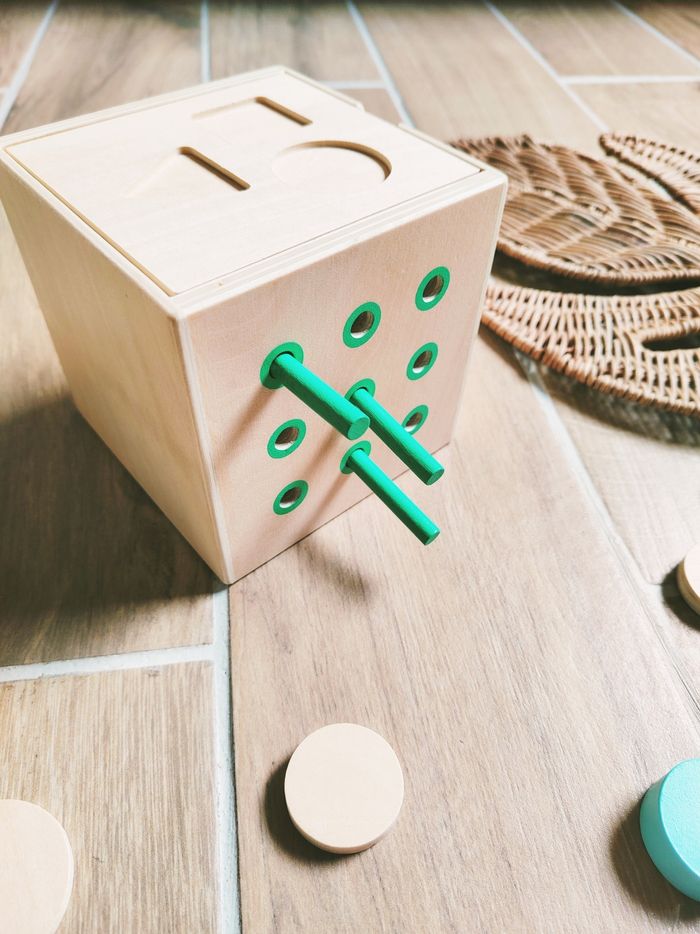 🧩 Jouet d'éveil - Cube en bois Montessori 3-en-1 - - photo numéro 2