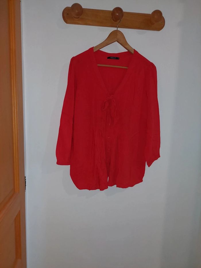 Blouse rouge manche 3/4