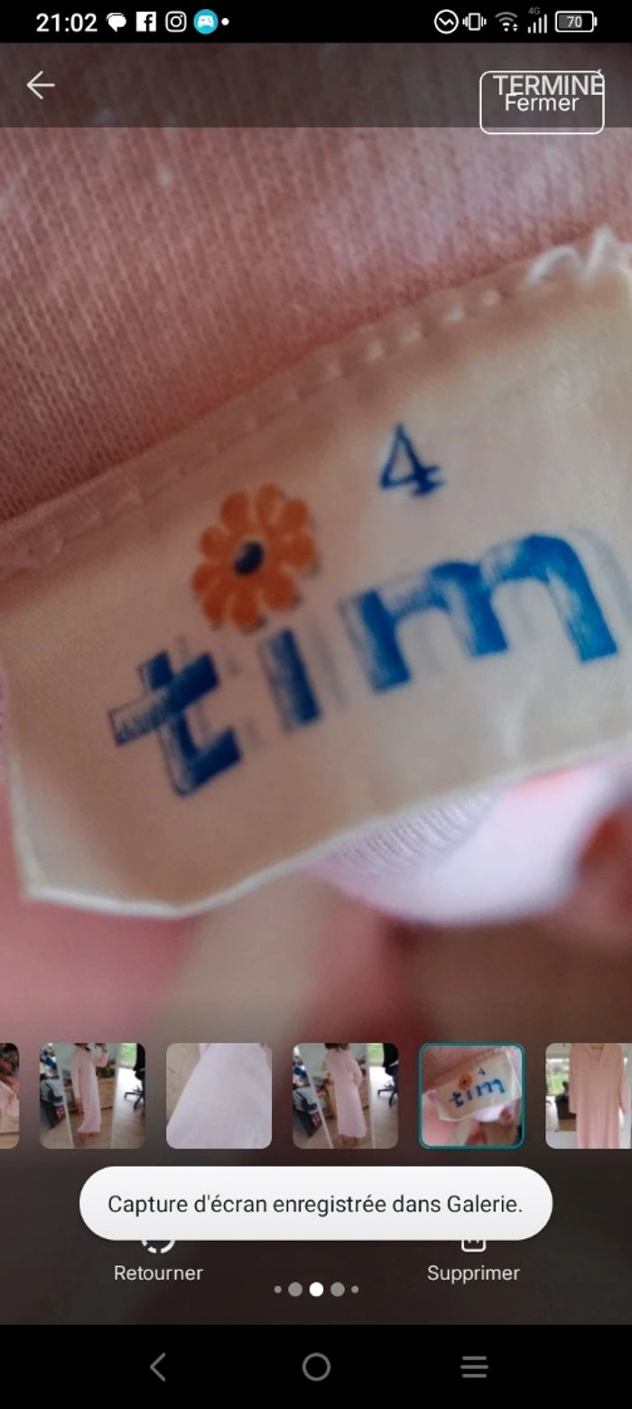 Robe de nuit longue xl vintage rose poudré c79 - photo numéro 6