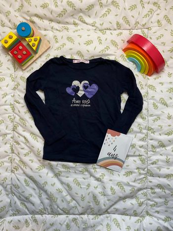 teeshirt manches longues bleu marine 4 ans gémo