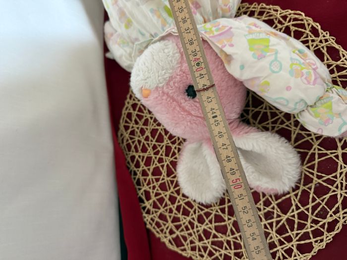 Doudou peluche vintage lapin rose Ajena - photo numéro 6