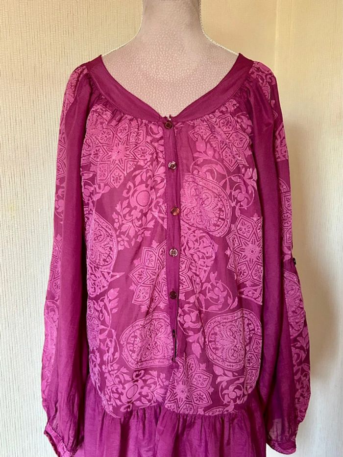 🩷🌿Blouse tunique vintage bohème soie coton taille 40/L Boho hippie chic silk blouse🌿🩷 - photo numéro 17