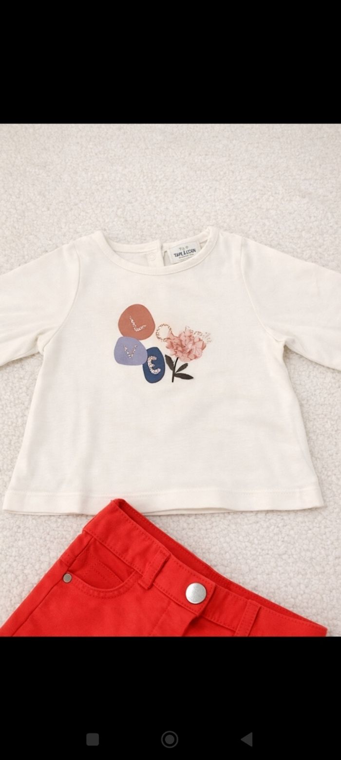 Ensemble bébé Tape à l'œil / Orchestra – haut + pantalon rouge - photo numéro 2