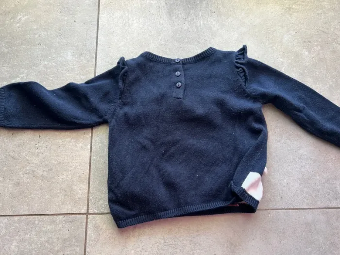 Pull de Noël bleu marine DPAM 24mois 86cm - photo numéro 3