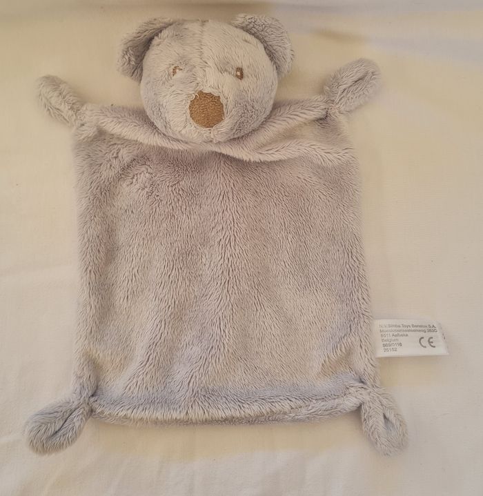 Doudou plat rectangle ours gris - Simba