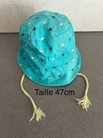 Chapeau bob bleu ciel turquoise palmiers taille 47cm Kiabi