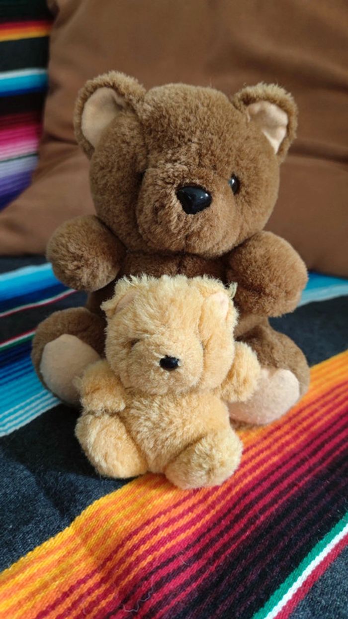 Lot de 2 peluches maman ours et son ourson - photo numéro 3